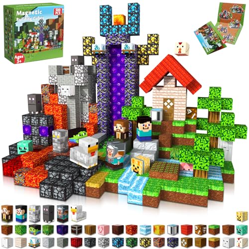 Magnetic Blocks - 500 PCS Magnetic Building Blocks Cubes, Magnet Toys for Kids Age 3+, Toy Building Set for Kids, Magnets Stacking Construction Birthday Gifts for Boys Girls Age 4-8, 8-12