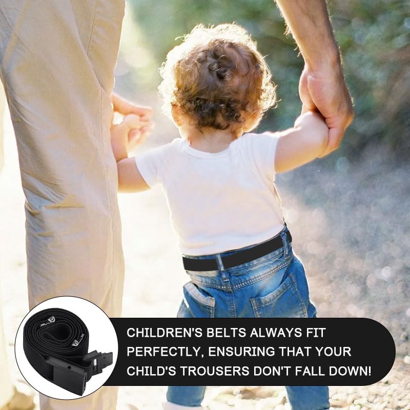 Cinturón de tela universal para niños, 1 pieza, cinturón ajustable sin metal para uniformes escolares/jeans/pantalones y vestidos, Negro , Talla única