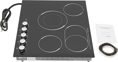 Miniatura 9 de Placa de cocina eléctrica de cerámica, 4 quemadores, 110 V, engranajes de potencia de fuego ajustables con pantalla LED y bloqueo de seguridad para