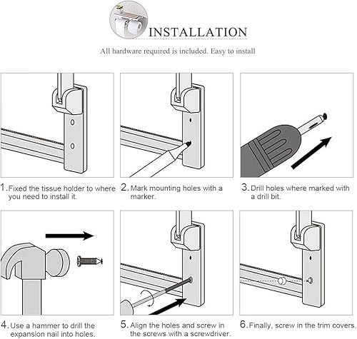 Miniatura 5 de Soporte doble de papel higiénico con estante - Dispensador de acero inoxidable TP montado en la pared - Almacenamiento multiusos para baño