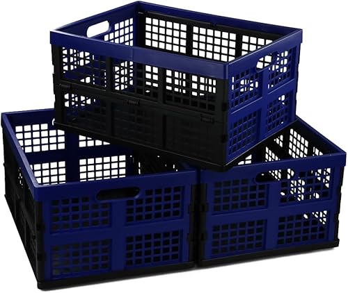 Miniatura 6 de Gloreen Cesta plegable de 35 cuartos de galón, cajas de leche plegables para almacenamiento, 3 paquetes