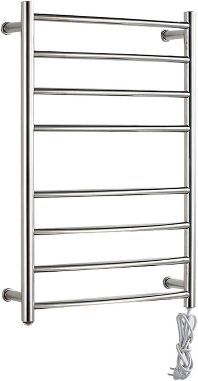 Electric Towel Warmer with Waterproof Switch, Wall-Mounted 8 Bars Heated Towel Racks, Stainless Steel Polished Electric Towel Rails,Hardwired