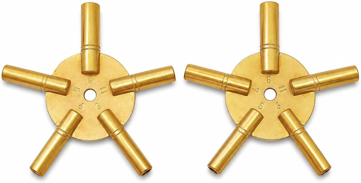 2 Pieces 5-in-1 Odd/Even Number Brass Clock Winding Key