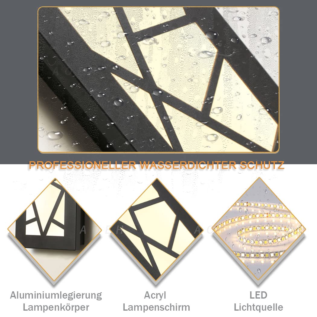 Appliques LED Lampada Da Parete Lunga Impermeabile Ip65 Illuminazione Da Parete A LED Per Interni Ed Esterni, Luci Da Parete In Alluminio A Nido D'uccello Per Terrazzo Giardino,bianco Caldo,L30cm