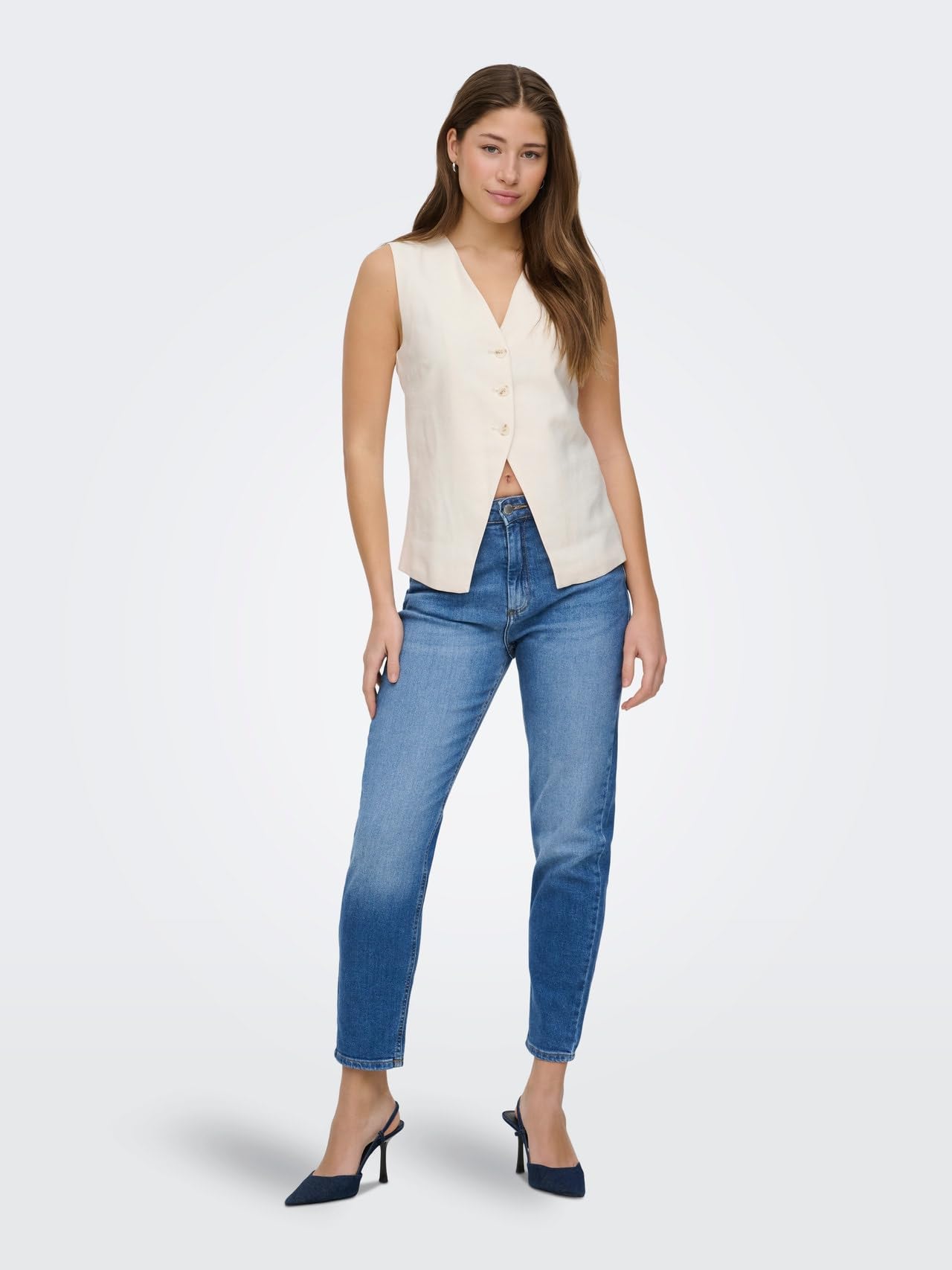 Only Onlveneda Hw Mom Jeans DNM Azg433 - Onlveneda Hw Mom Jeans DNM Azg433 - Smart Casual - Femme
