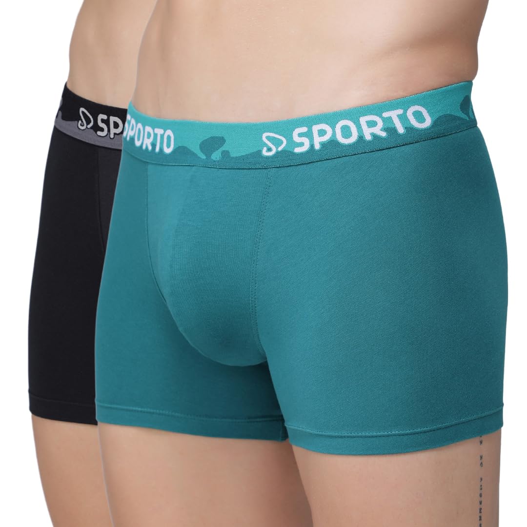 sporto Men's 3D fit Plain Spandex Trunk Pack of 2(Assorted Colour May Vary)-picture-40