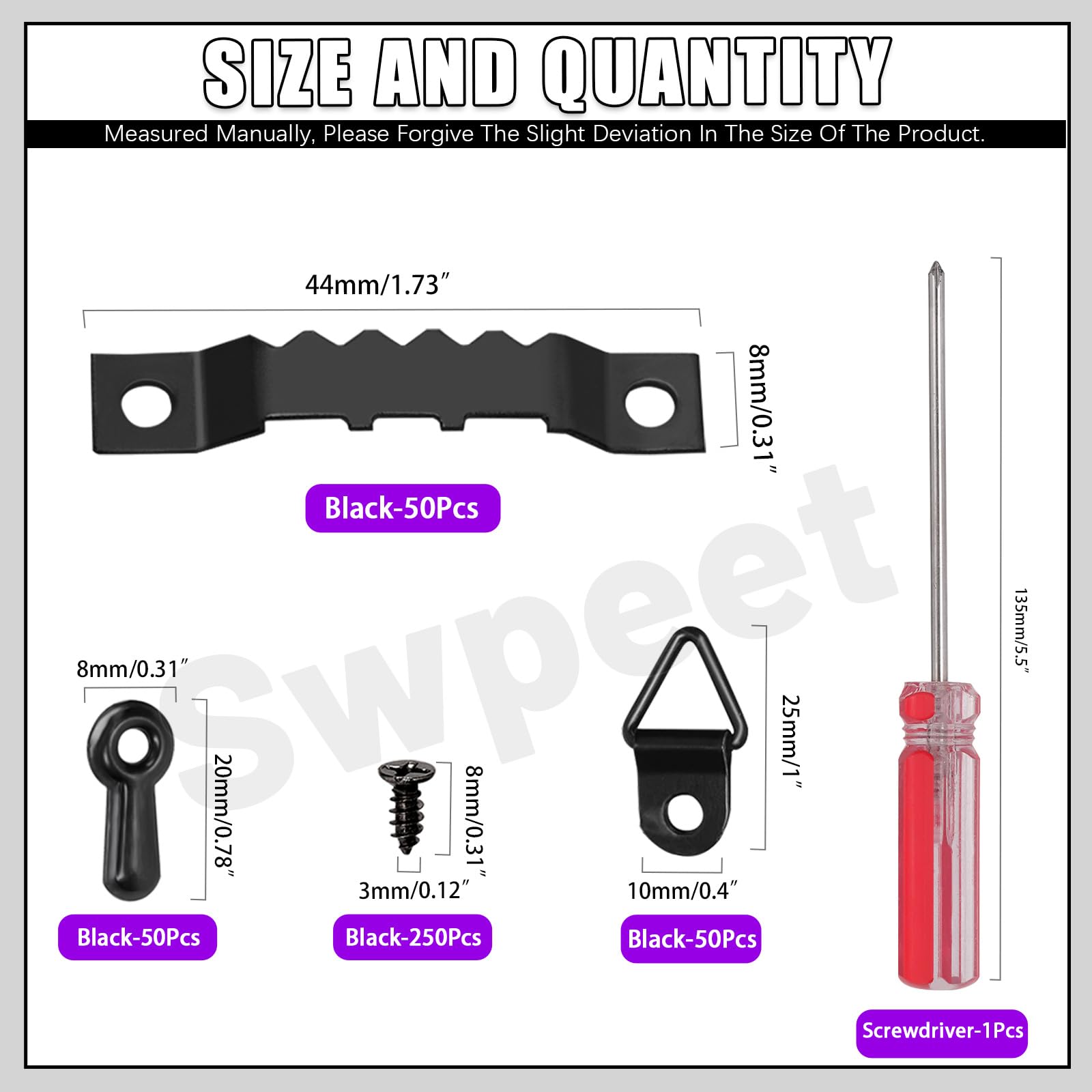 Swpeet 401Pcs Black Picture Hangers Kit - Image 2