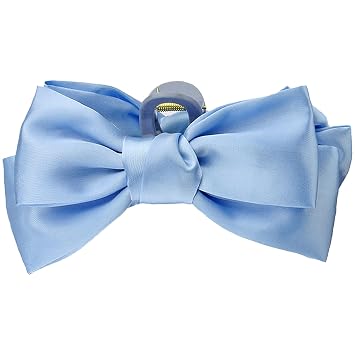 Blue Hair Bow Clip Large Blue Bows Hair Clips French Black Bow Hair Claw Clip Satin Bow-Knot Hair Jaw Clips Birthday Halloween Christmas Party Hair Accessories for Women Girl blue