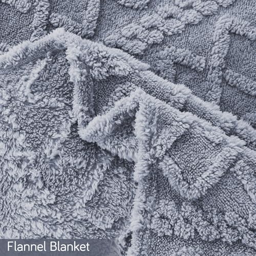 Image of HOKIPO Fleece AC Blanket Double Bed Queen, 200X230 Cm / 6.5X7.5 Feet, Powder Blue (AR-5743-BLU)