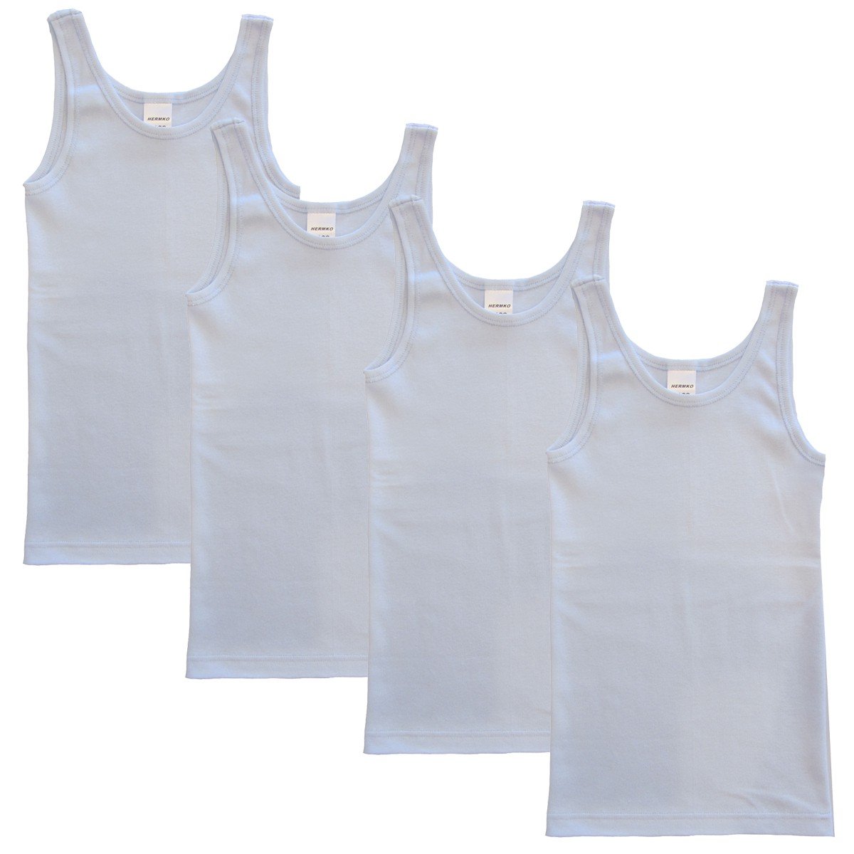 HERMKO 2000 Lot de 4 Maillots de Corps Filles en Coton 100% Bio, débardeur