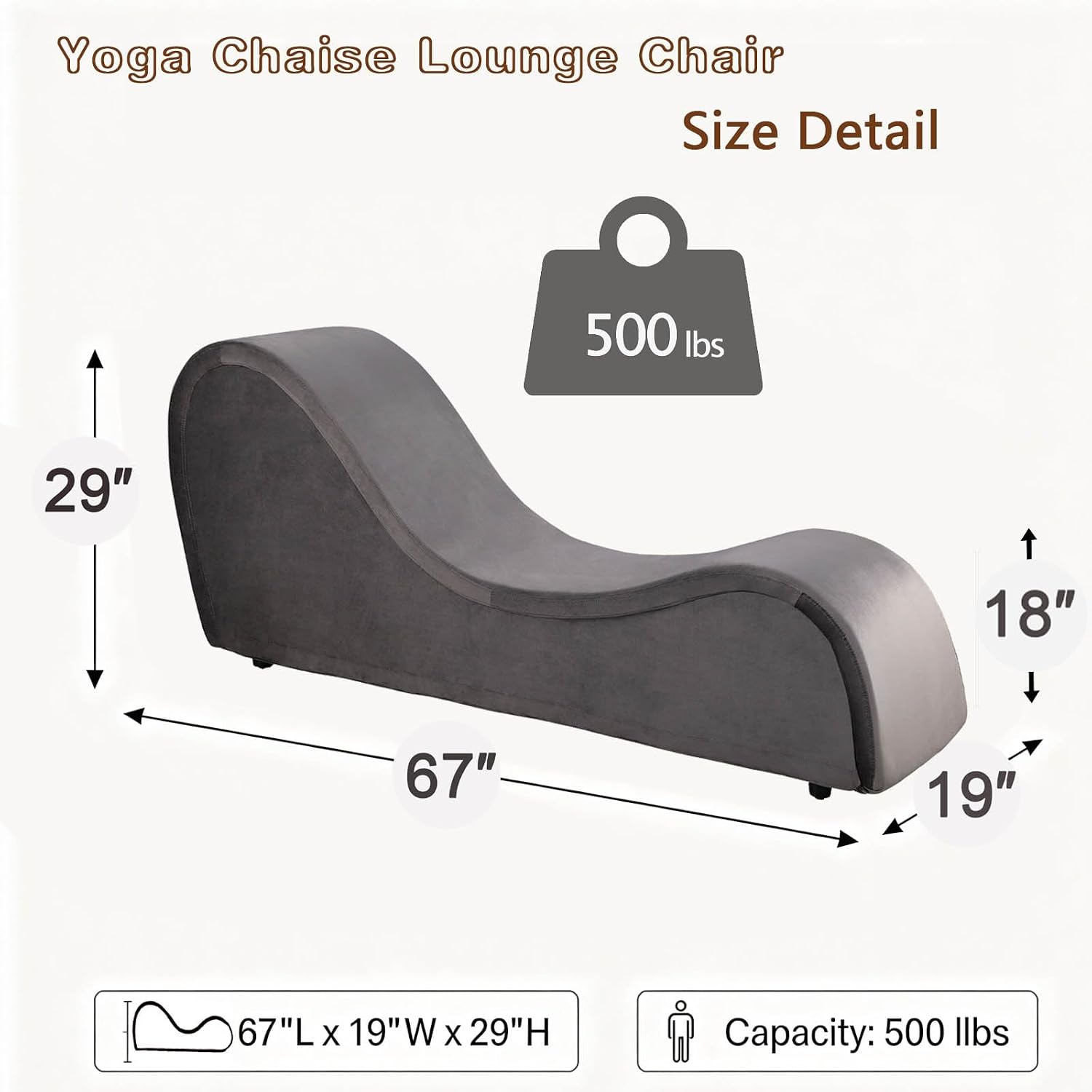 Ergonomic Grey Curved Chaise Lounge Chair for Relaxing, Sofa Bench with Heavy-Duty Metal Frame & Removable Velvet Cover (Black Velvet)