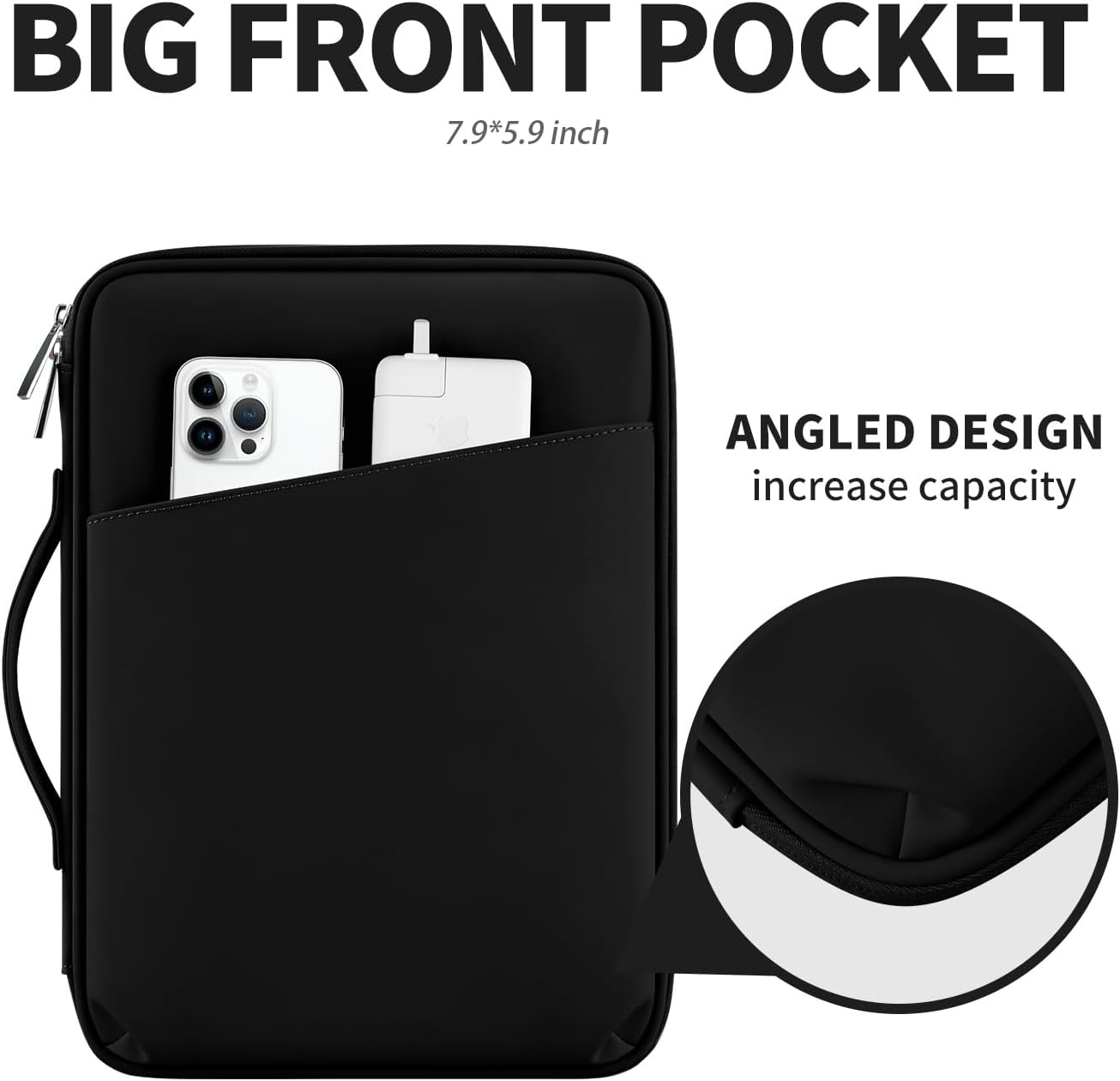 11 Inch New iPad Pro Sleeve Case Tablet Sleeve Bag- Perfect for New iPad, iPad Pro, iPad Air, Galaxy Tab, and More (PU-Black, 11 inch)