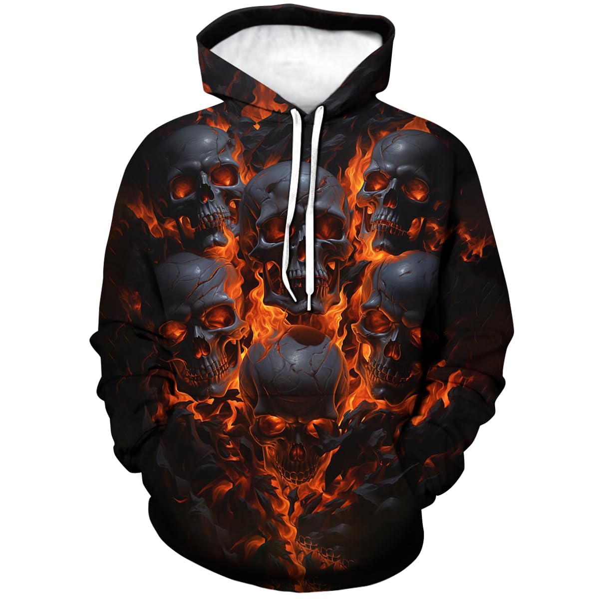 TiwBski Men's Novelty Skull Print Hoodies Sweatshirt Pullover with Pocket