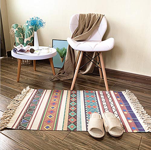 Ukeler Cotton Boho Rugs 2'×3' Decorative Bohemian Kilim Rug Entryway Thin Throw Rug Washable Outdoor Doormats #TOP15