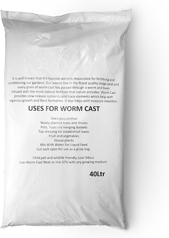 Elixir Gardens | Worm Castings 100% Organic Vermi Compost/Fertiliser/Soil Improver/Potting Bio Humus | 2 Litres - 400 Litres Available | 40 Litre Bag
