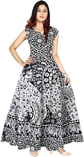 Shrisay Fashion Women's A-Line Cotton Rajasthani Paisley Print Long Maxi Gown Dress -