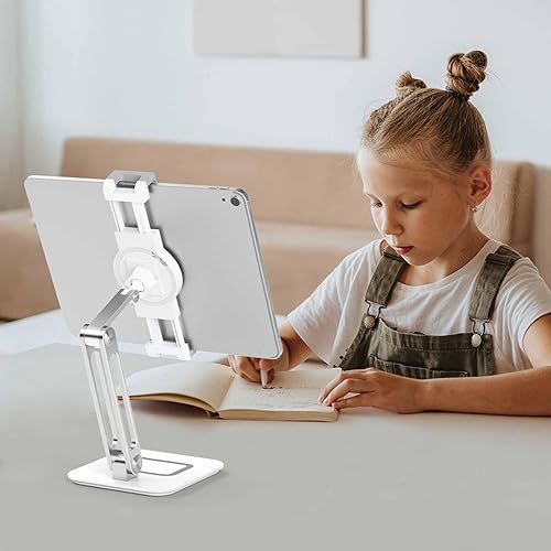 Miniatura 5 de Soporte para tableta, soporte para teléfono, altura y ángulo ajustable de aluminio plegable, adecuado para uso de escritorio, compatible con