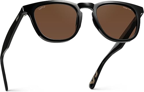 WearMe Pro WMP Eyewear - Gafas de sol polarizadas deportivas y de golf para hombre: montura redonda, lentes antirreflejos, almohadillas