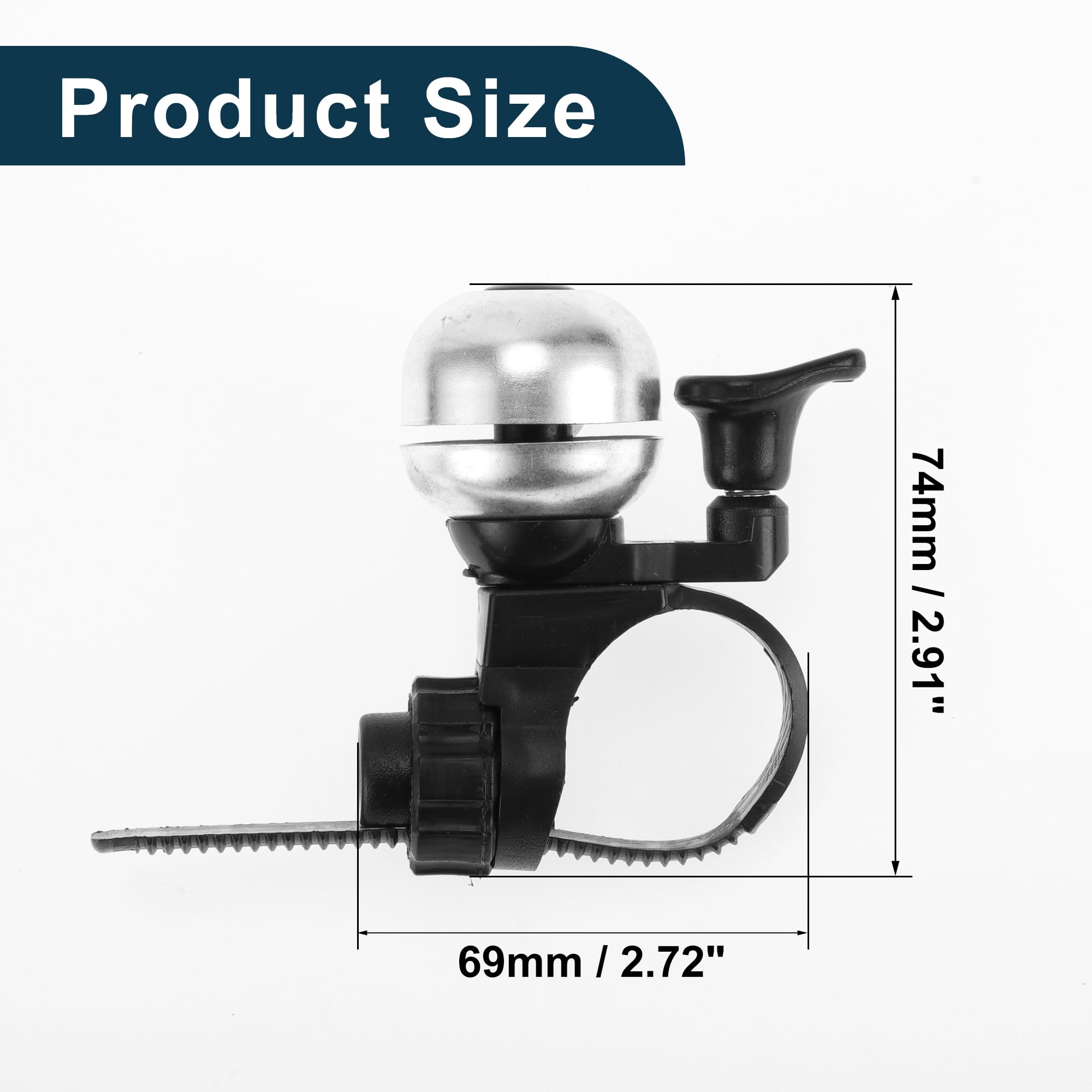 TUCKBOLD Mountain Bike Road Bike Bicycle Trigger Bell Retro Crisp Ringing Quick Release Design Adjustable Cycling Handlebar Bell Silver Tone for Adults - Image 4
