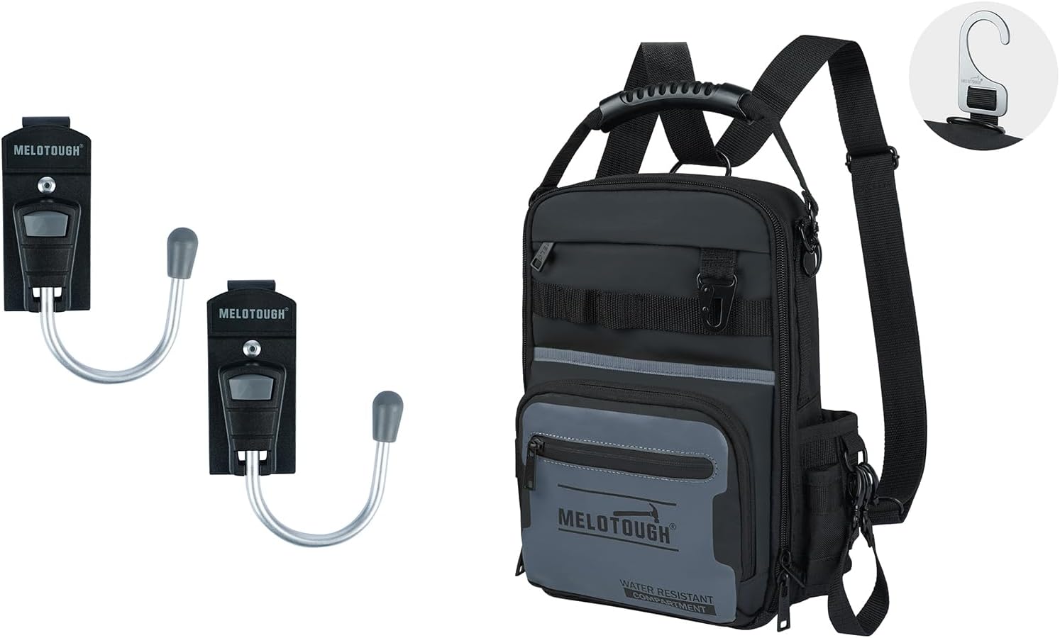 MELOTOUGH Tool Belt Hook Cordless Drill Holster Hook, Small Tool Backpack for Men 30 Multi-Storage Pockets Heavy Duty Bag Backpack with Dual-Form Shoulder Strap(Grey)