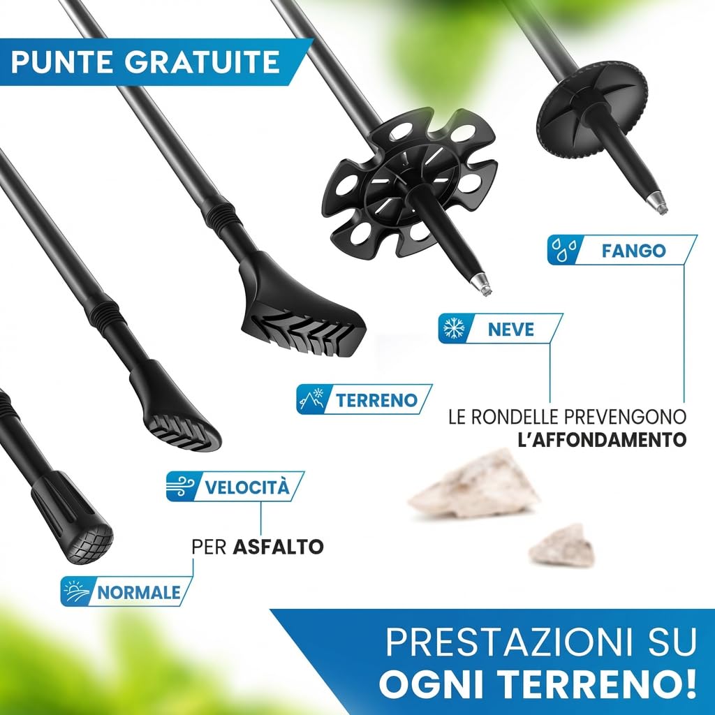 NORDMUT® Bastoncini da Trekking Pieghevoli in Alluminio o Carbonio Ultra-leggeri – da 1,50 m o 1,65 m – con Impugnature Ergonomiche – Trekking Robustissimi e Compatti