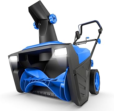 S AFSTAR Snow Blower, 20-Inch 15-AMP Walk-Behind Snow Thrower W/LED Headlights & 180° Rotating Chute, 30FT Throwing Distance, 10" Depth Clearing Path, Electric Corded Snowblower for Driveway (Blue)