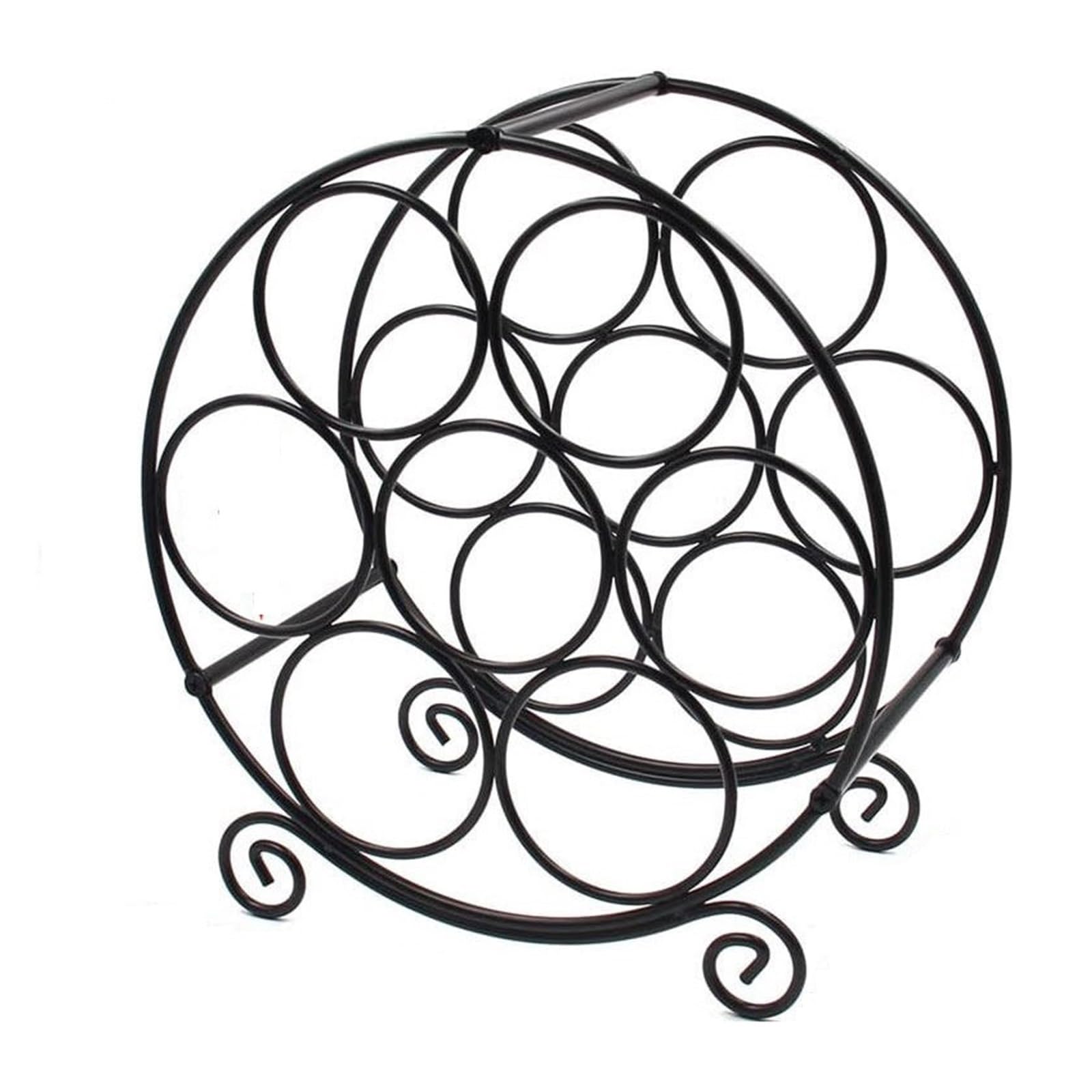 SDA287MZ Storage Round Vintage Wrought Iron Wine Rack Home Desktop
