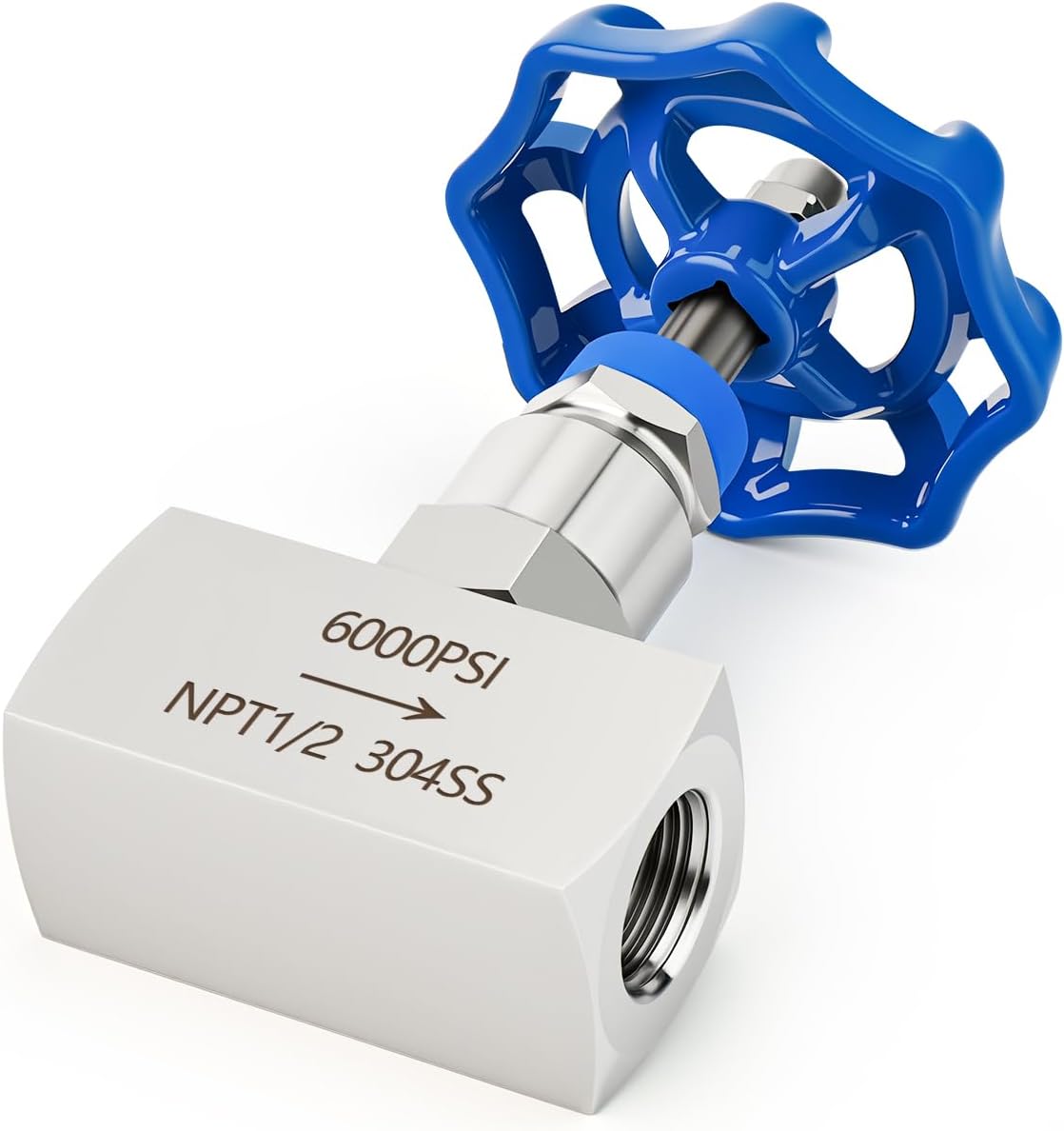 TAISHER 1PCS 304 Stainless Steel High Pressure Straight Needle Valve With Wheel Handle 1/2" Female NPT For Flow Control Water Gas Oil