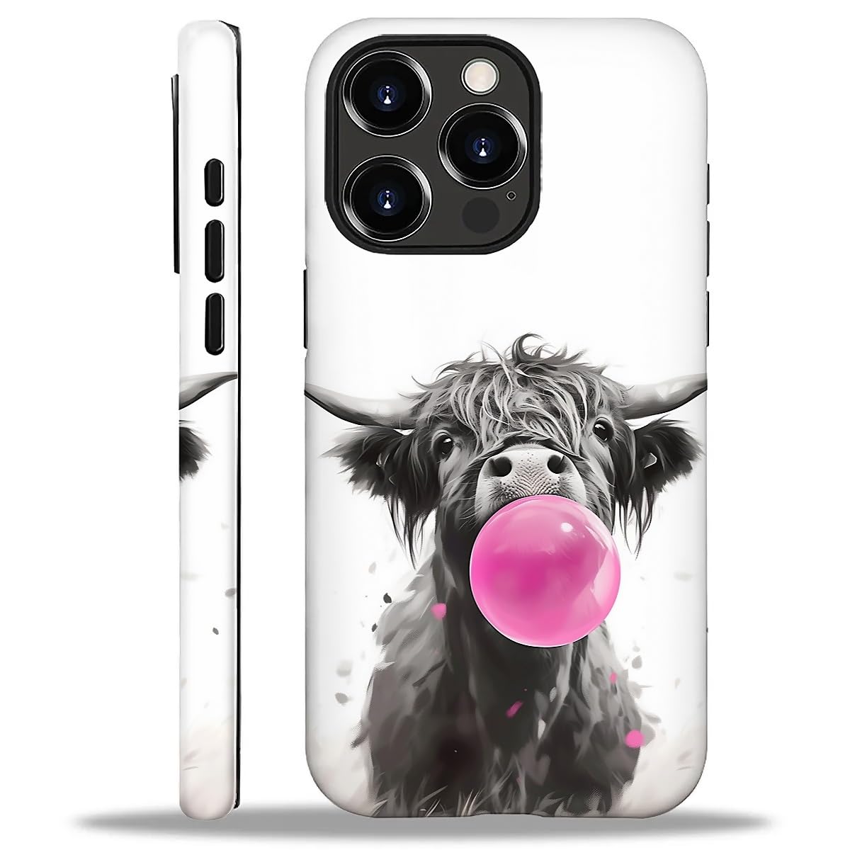 Coque iPhone 16 Pro Max vache des Highlands silicone rigide double couche rose CARLOCA - 8
