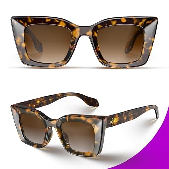 VISOONE Oversized Retro Square Cat Eye Sunglasses for Women