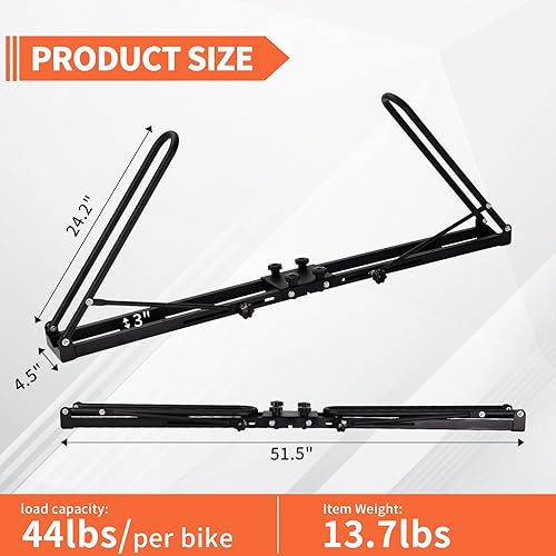 Miniatura 2 de Soporte para bicicleta de techo para coche y SUV, portabicicletas vertical plegable con dos brazos, 1 portabicicletas en el techo, solo para barras