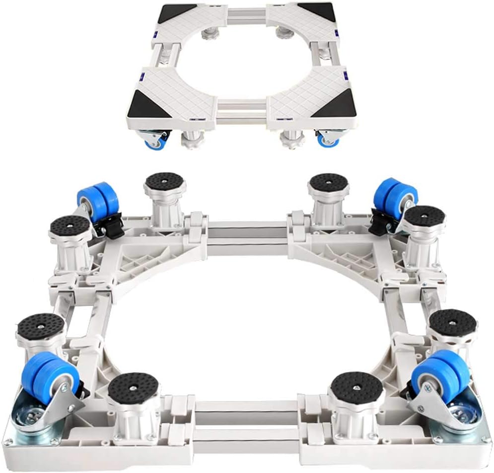 Universal Fridge Stand with 4 Doubles Wheels,Washing Machine Mobile Base with Strong Feet,Multi-Functional Adjustable Base,for Dryer,Refrigerator. (8 Legs 51 to 70cm)