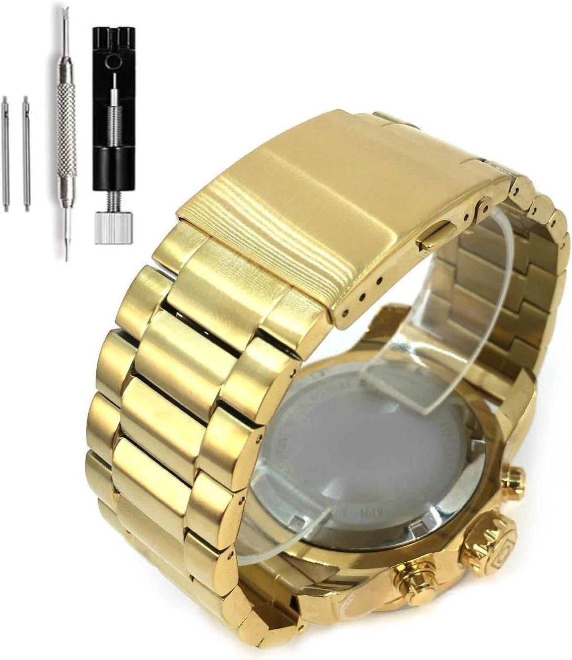 Replacement Watch Band for Invicta Pro Diver 48mm 6981 6983 6984 6985 6991 6994 6995. Solid Heavy Strap Gold Tone 26mm Stainless Steel Metal Link Bracelet.