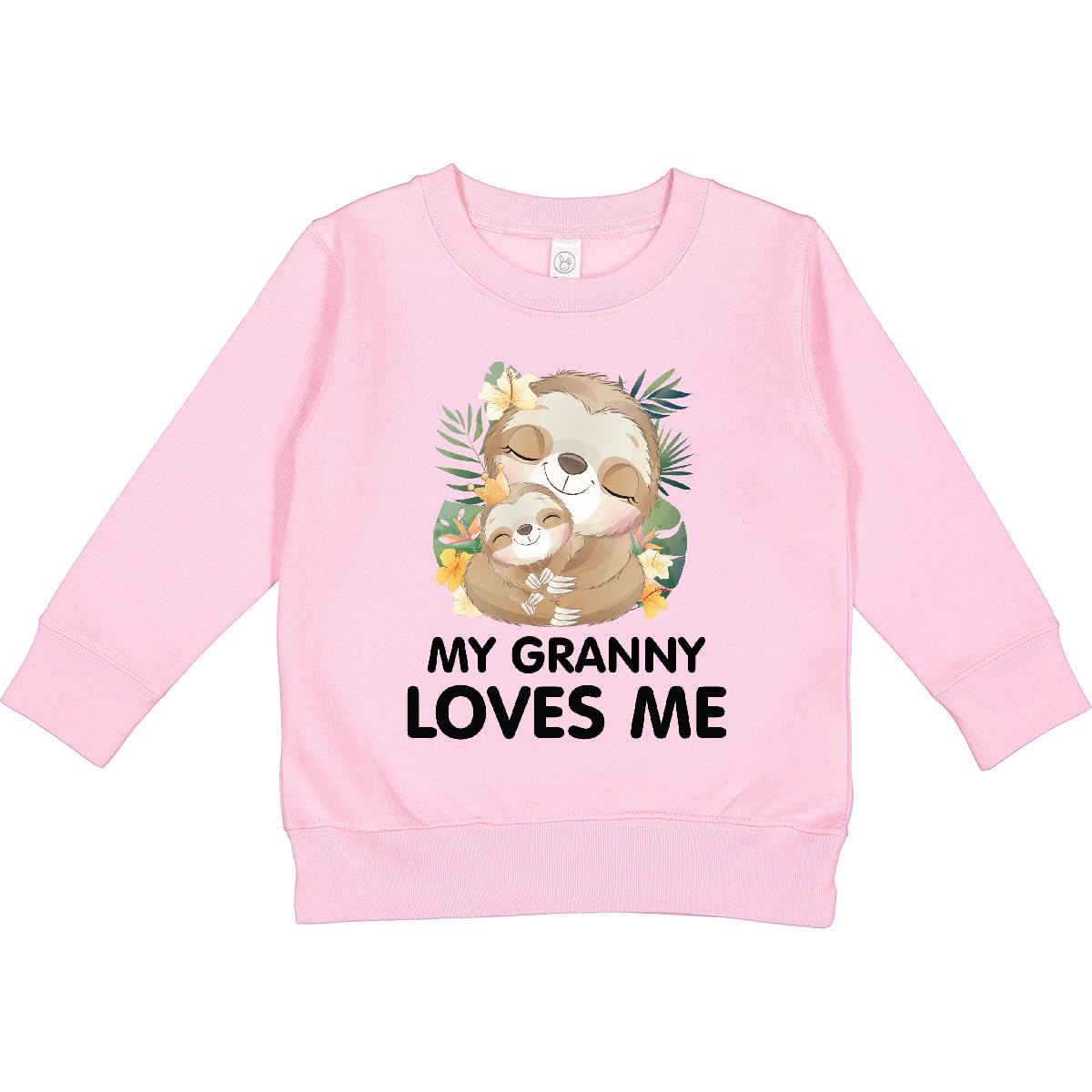inktastic Cute Kawaii Sloth My Granny Loves Me Toddler Sweatshirt 2T Pink 429bc