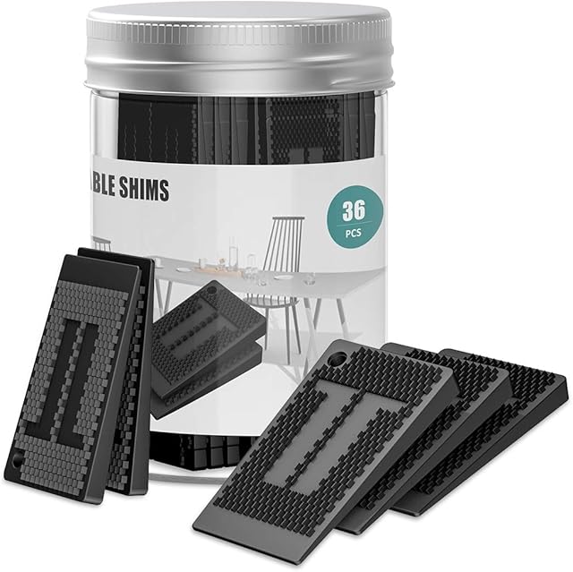 Plastic Wedges for Leveling - 36 Piece Jar, Strong and Durable Table Shims, DIY Levelers for Furniture, Table, Chair, Cabinet, Table Feet, Restaurant - Adjustable Multipurpose Furniture Wedges
