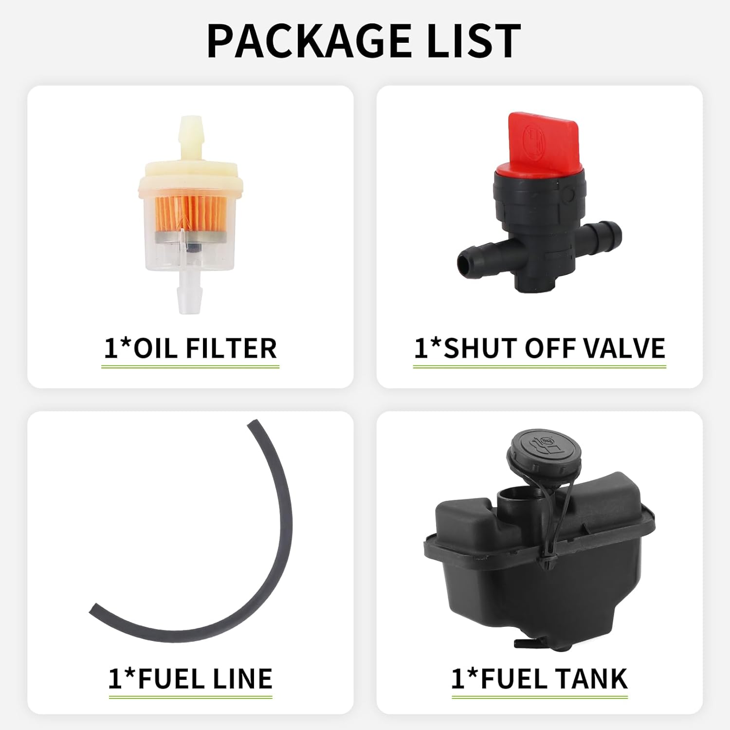 596251 Engine Fuel Tank w/ Fuel Line & Fuel Shut-Off Valve for Lawn & Garden Equipment, Black