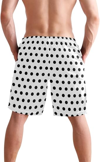 Swim Trunks Black and White Polka Dot 