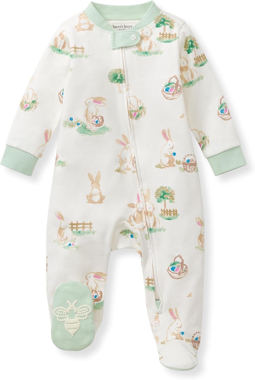 Burt's Bees Baby Boys Sleep and Play PJs, 100% Organic Cotton One-Piece Zip Front Romper Jumpsuit Pajamas