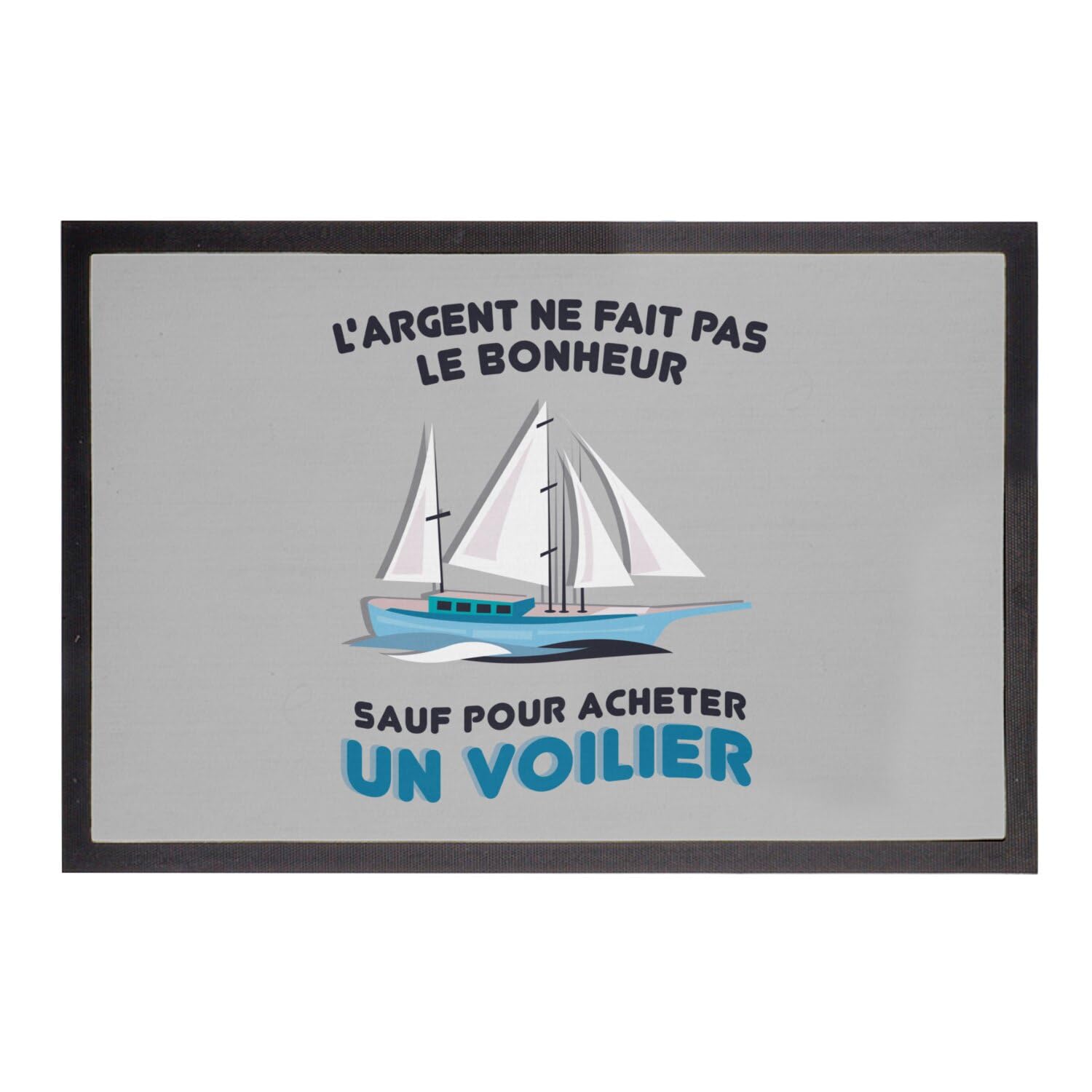 Paillasson gris voilier anti saleté grand tapis entrée mer 75x50