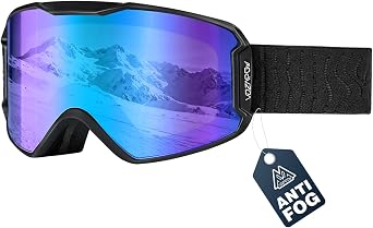 Ski Goggles, Snowboard Goggles OTG for Men, Women & Youth | Anti-fog UV400 Protection HD LENS, Helmet Compatibility, Soft TPU Frame for Snow Sports