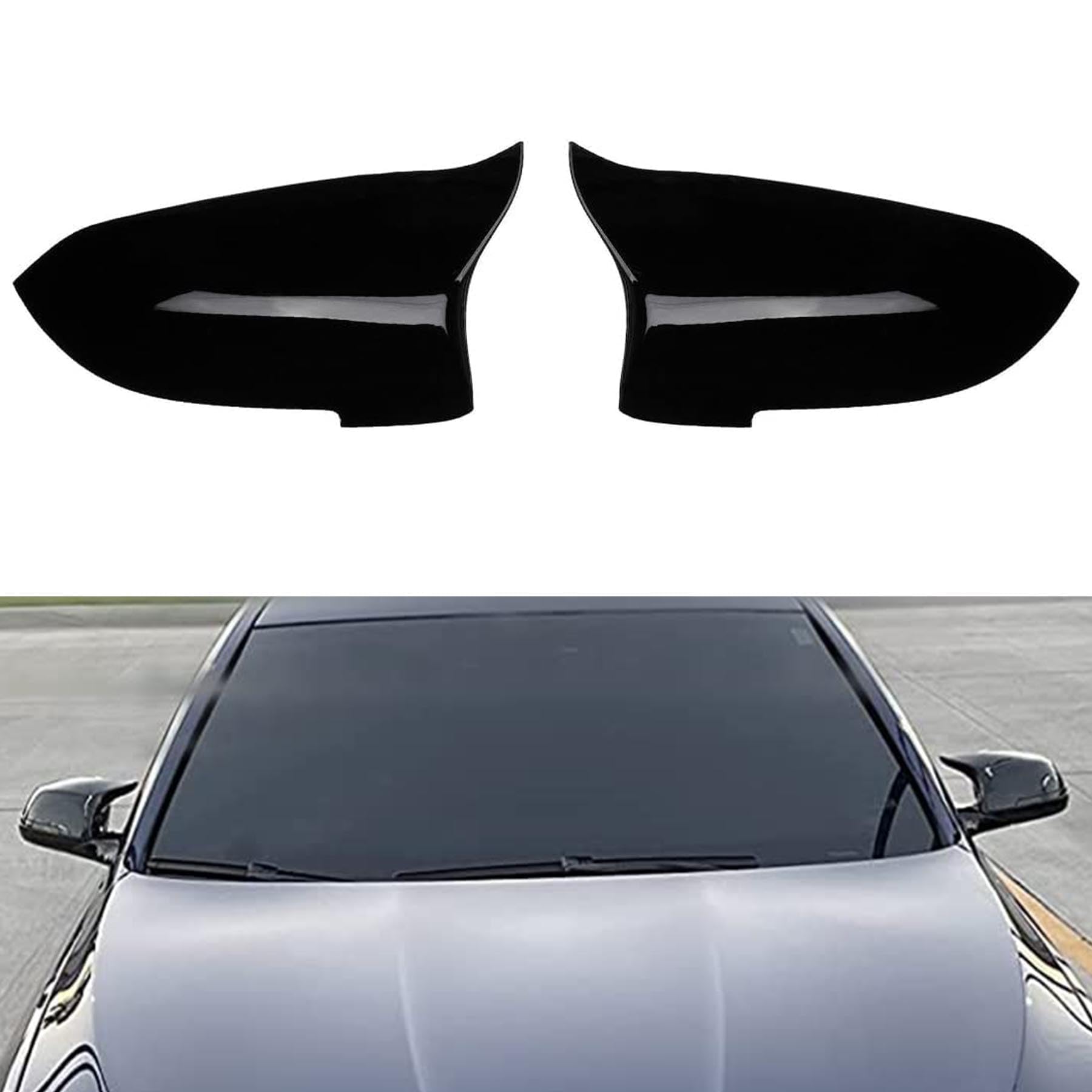Calotte Specchietti Retrovisori per BMW Serie 5 F10 F11 F07, Serie 6 F06 F12 F13, Serie 7 F02 Coppia Gusci Ricambio Nero Lucido 2013-2018
