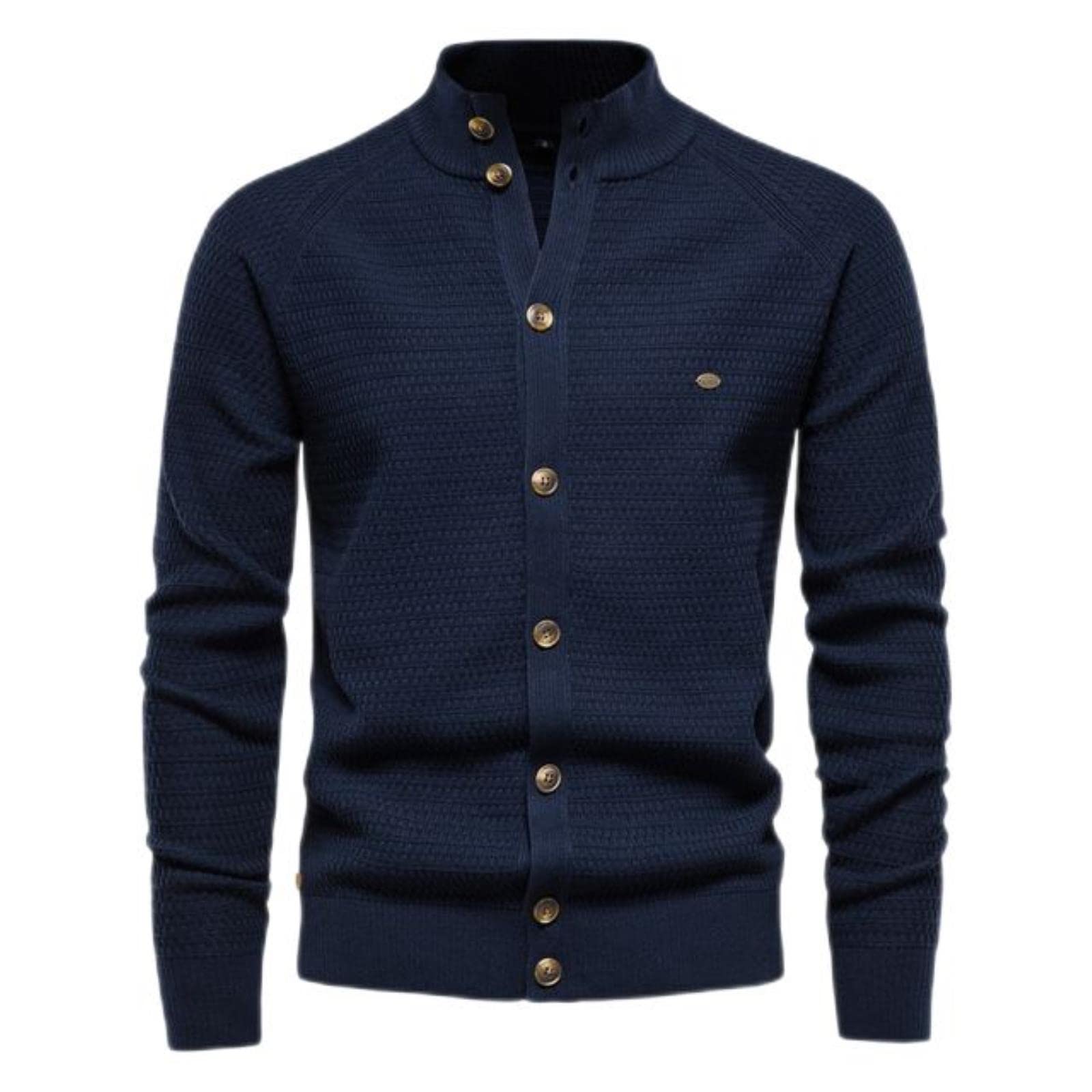 Cardigan da uomo lavorato a maglia in cotone Button Down falso maglione a collo alto uomo nuovo inverno moda designer cardigan da uomo