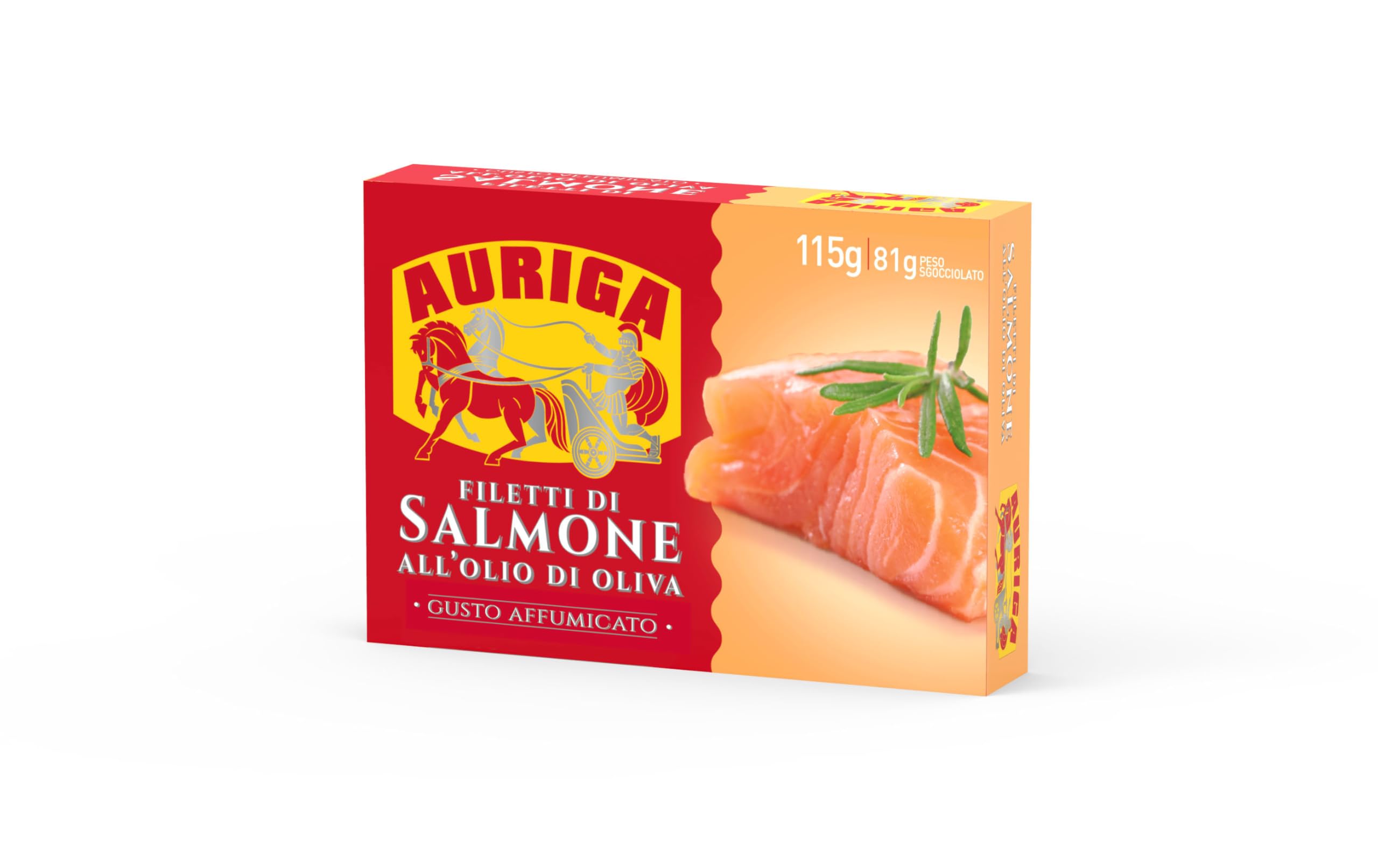Auriga filetti di salmone all'olio di oliva 115gr. Gusto affumicato. Cotti a vapore.