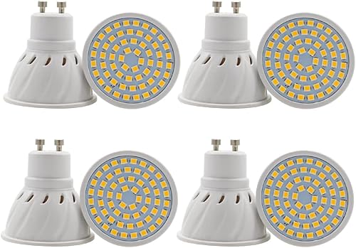 Paquete de 4, focos LED GU10 5W blanco cálido 2700 K, bombillas reflectoras 500 lúmenes, equivalente incandescente de 500 W, AC110 V-130 V, no