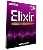 Elixir Strings, Acoustic Guitar Strings, 80/20 Bronze with NANOWEB Technology, Longest-Lasting Bright and Focused Tone For Life with Comfortable Feel, 6 String Set, Custom Light 11-52