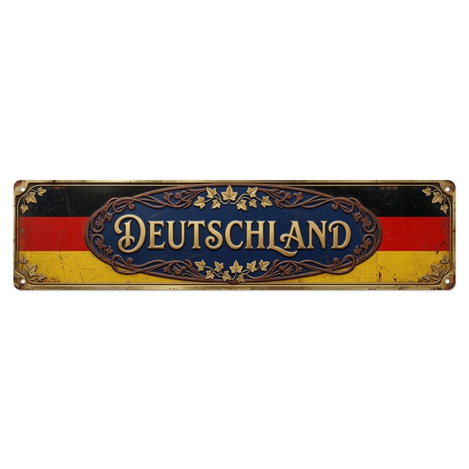German Flag Handcrafted Memento Metal Tin Skinny Sign Plaque Wall Decor for Cafe, Club Bar, Office, Home Garden Metal Poster 4x16Inch