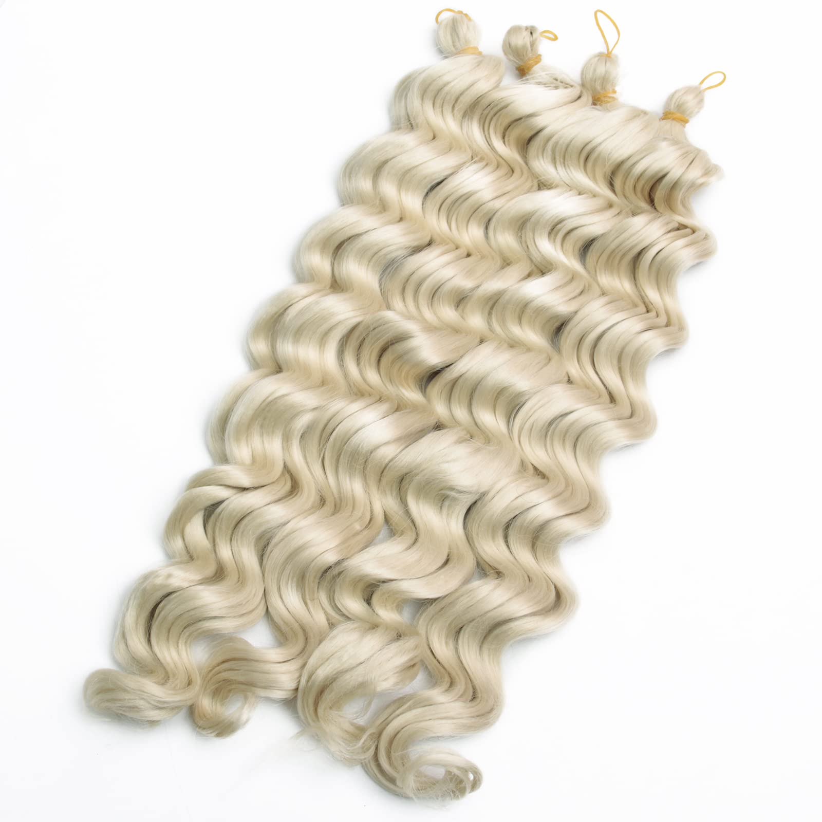 Ocean Wave Crochet Hair 20 Inch 4Pack Ombre Deep Ripple Twist Braiding Hair Wavy Synthetic Hair Extension (613#)