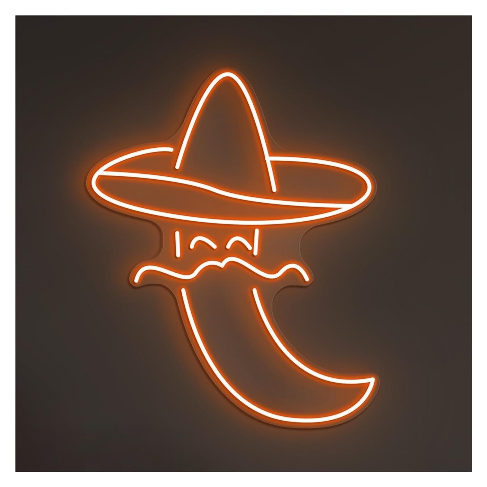 Hanging Art Neon Signs Cute Chili Neon Sign, Suitable For Restaurant Decor With Brightness Adjustable 38cm(Orange)
