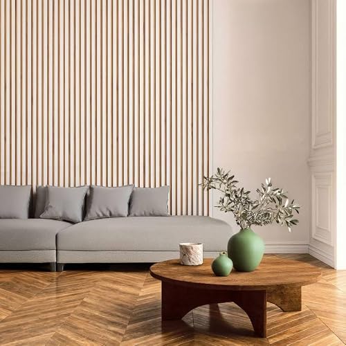 Miniatura 4 de Decoon - Panel De Listones De Madera, 250 X 30 X 1,4 Cm, Decoración Blanca, Fondo Rígido Roble 0,75 M
