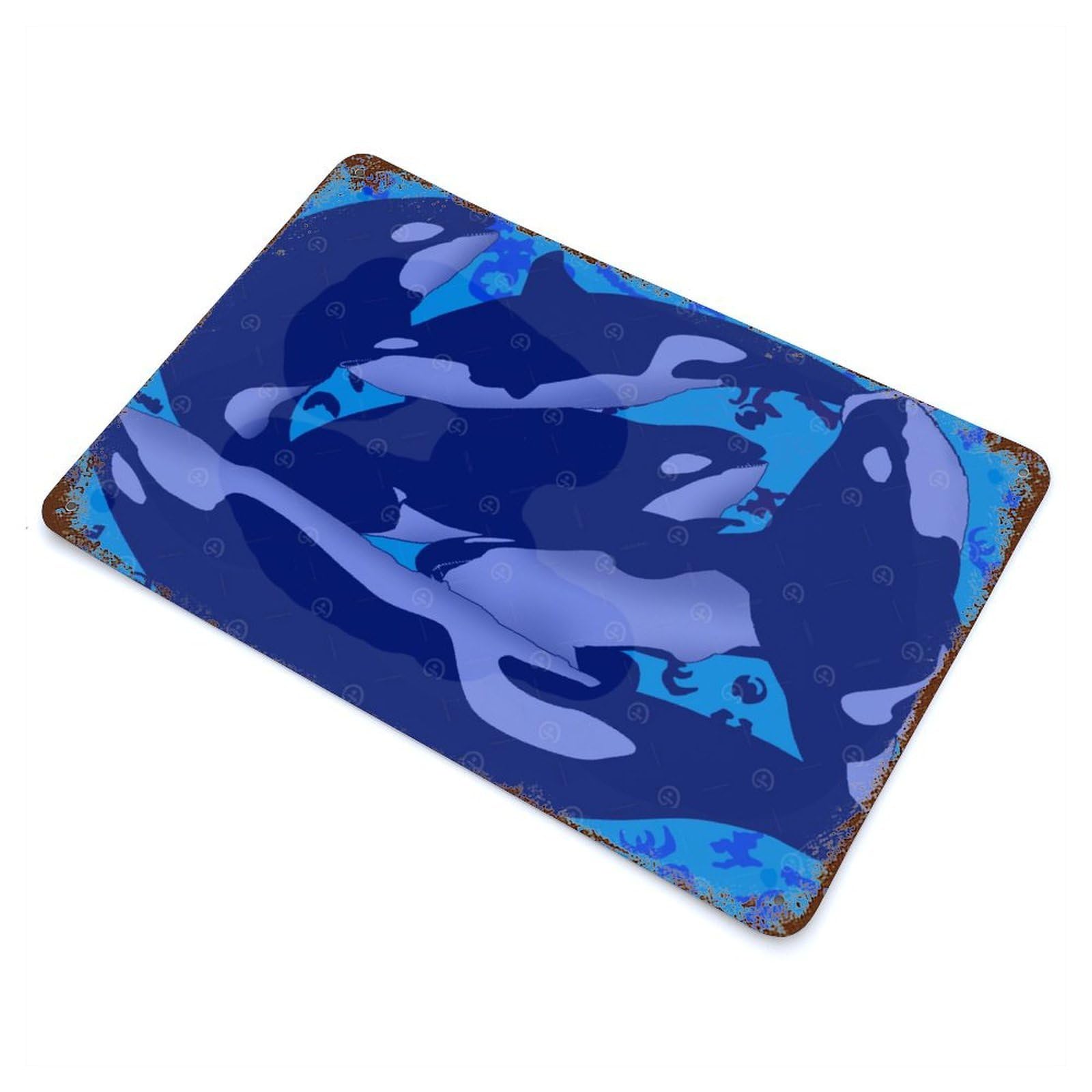 Killer Whale Rustic Tin Plaque 11.8"x7.9", Industrial Home Decor for Pub, Kitchen And Man Cave Decor